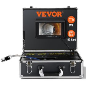 VEVOR Sewer Camera, 100 ft/30 m, 7" Screen Pipeline Inspection Camera with DVR Function, Waterproof IP68 Camera, 12 pcs Adjustable LEDs