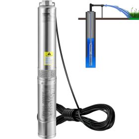 VEVOR Deep Well Submersible Pump, 3HP/2200W 230V/60Hz, 37GPM Flow 640 ft Head, with 33 ft Electric Cord