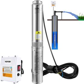 VEVOR Deep Well Submersible Pump, 2HP 230V/60Hz, 37GPM 427 ft Head, with 33 ft Cord & External Control Box