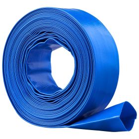 VEVOR Backwash Hose, 2 in x 50 ft, Heavy-Duty PVC Flat Pool Discharge Hose with Clamps, Weather and Burst Resistant, Compatible with Pumps