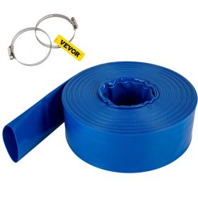 VEVOR Discharge Hose, 3" x 105', PVC Lay Flat Hose, Heavy Duty Backwash Drain Hose with Clamps, Weather-proof & Burst-proof