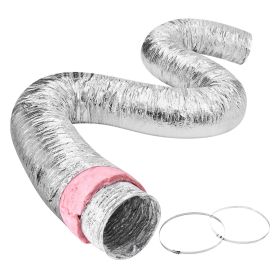 VEVOR Dryer Vent Hose, 8'' Insulated Flexible Duct 25FT Long with 2 Duct Clamps