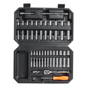 VEVOR Socket Set, 1/4 Inch Drive Socket and Ratchet Set, 6-Point Socket Opening, 54 Pieces Tool Set SAE and Metric, Deep and Standard Sockets