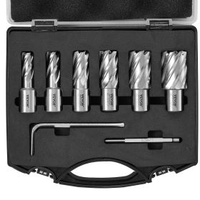 VEVOR Annular Cutter Set, 6 pcs Weldon Shank Mag Drill Bits, 1/2" to 1-1/16" Cutting Diameter, 1" Cutting Depth, M2AL High-Speed Steel