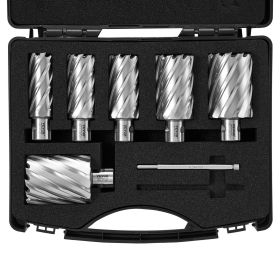 VEVOR Annular Cutter Set, 6 pcs Universal Shank Mag Drill Bits, 1" to 2" Cutting Diameter, 2" Cutting Depth, M2AL High-Speed Steel