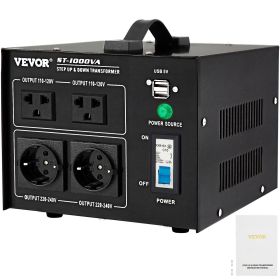 VEVOR Voltage Converter Transformer,1000W Heavy Duty Step Up/Down Transformer Converter(240V to 110V, 110V to 240V)