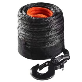 VEVOR Synthetic Winch Rope, 1/2 Inch x 92 Feet 32,000 lbs Synthetic Winch Line Cable Rope with Protective Sleeve + Forged Winch Hook + Pull Strap