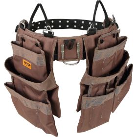 VEVOR 19 Pockets ool Belt, Adjusts from 32 Inches to 54 Inches, Polyester Heavy Duty Tool Pouch Bag, Detachable Tool Bag for Electrician, Carpenter