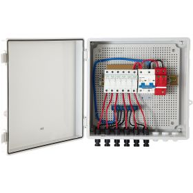 VEVOR PV Combiner Box, 6 String, Solar Combiner Box with 15A Rated Current Fuse, 125A Circuit Breaker, Lightning Arreste and Solar Connector