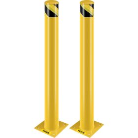 VEVOR Safety Bollard, 42 Inch Height Bollard Post, 4.5 Inch Diameter Steel Pipe Safety Bollard Post, Yellow Steel Bollard