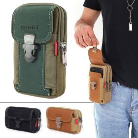 'HIM' Sport Belt Waist Canvas Bag (Direction: Horzontal, Color: Green)