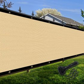 Artpuch Privacy Fence Screen Sand Customized Outdoor Mesh Panels for Backyard, Balcony,Patio,Construction Site with Zip Ties (Color: Sand, size: 6x27 ft)